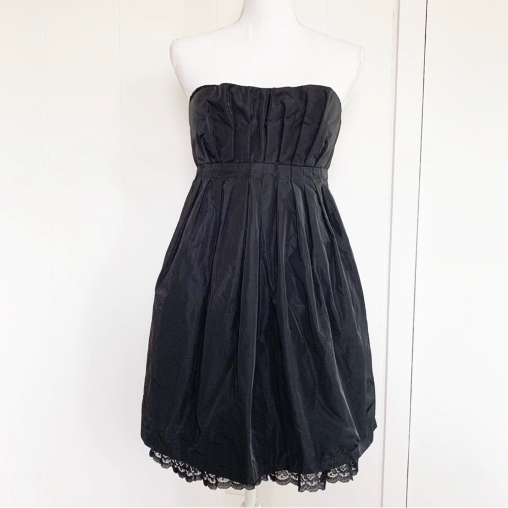 BCBGeneration Black Strapless Lace Trim Dress